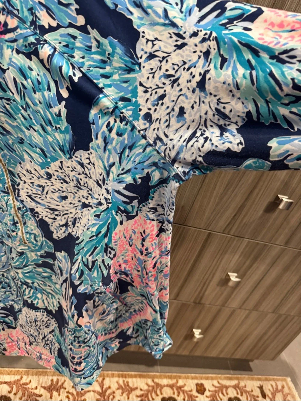 Lilly Pulitzer Tropical Print Half-Zip in Navy, Teal & Pink
